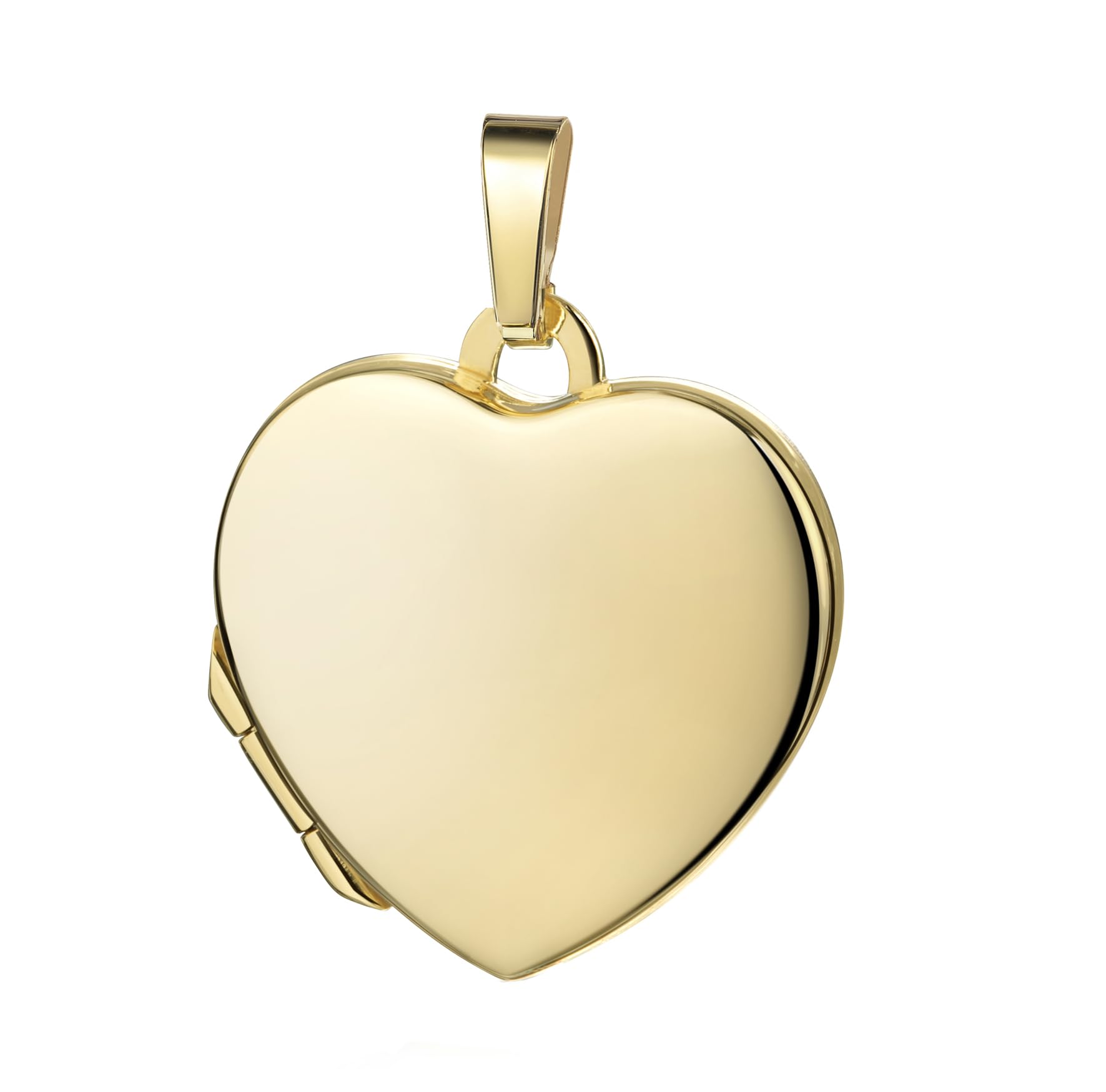Kleines Medaillon Herz 750 Gold 18 Karat Herz-Amulett für 2 Bilder zum Öffnen für Damen mit Halskette und Schmuck-Etui