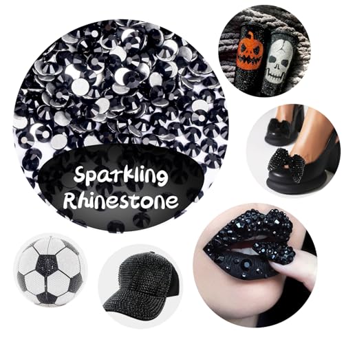 Image of 2000PCS Black Rhinestones Bulk, Flat Back Crystal Glass Stone Round Gems,SS30, 6.4-6.6mm