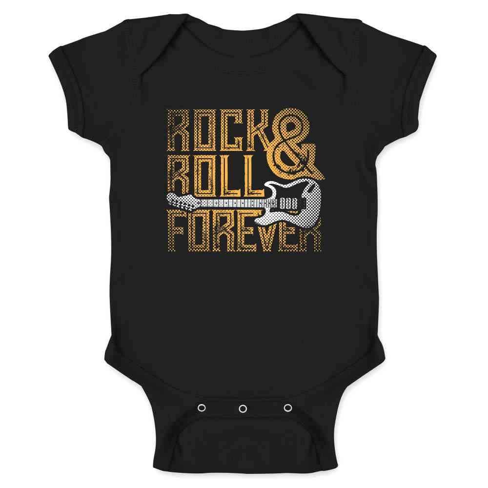 Pop ThreadsRock and Roll Forever Music Retro Vintage Guitar Band Vintage Baby Toddler Kids Girl Boy T-Shirt