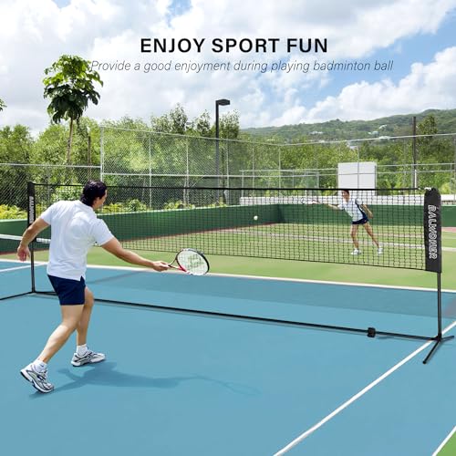 BALWONER 17ft Portable Height Adjustable Free Standing Badminton Volleyball Tennis Net Set with Stand and Carry Bag Black by BALWONER - Image 2