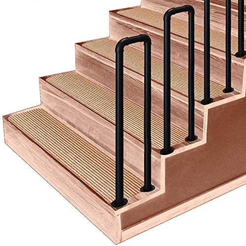 WERTY Black U-Shaped Wrought Iron Handrail for Stair, 1-Step or 2-Step Indoor Outdoor Elderly Children's Loft Corridor Safety Non-Slip Support Railing, Stairs Porch Deck Hand Rail (Size : 85cm/2.8ft)