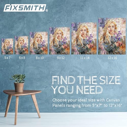 Image of FIXSMITH Canvas Panels 14 Pack - 12 x 16 Inch Painting Canvas Panel Boards - 100% Cotton Primed Canvases - Super Value Pack - Artist Canvas Board for Acrylic, Oil & Tempera Painting