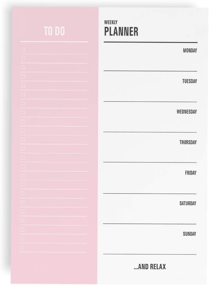 To-Do list, weekly planner, A5 block, 50 pages, weekly planner, To-Do planner
