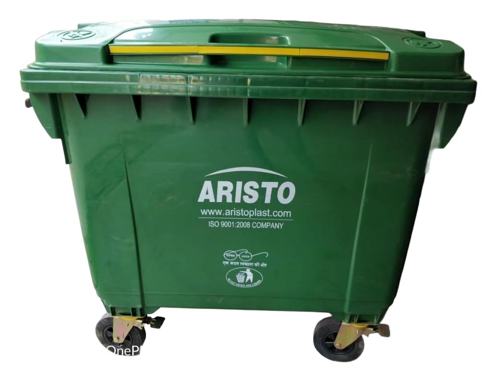 Aristo Big Plastic Wheeled Dustbin with Lid 660 Litre Green-image-5