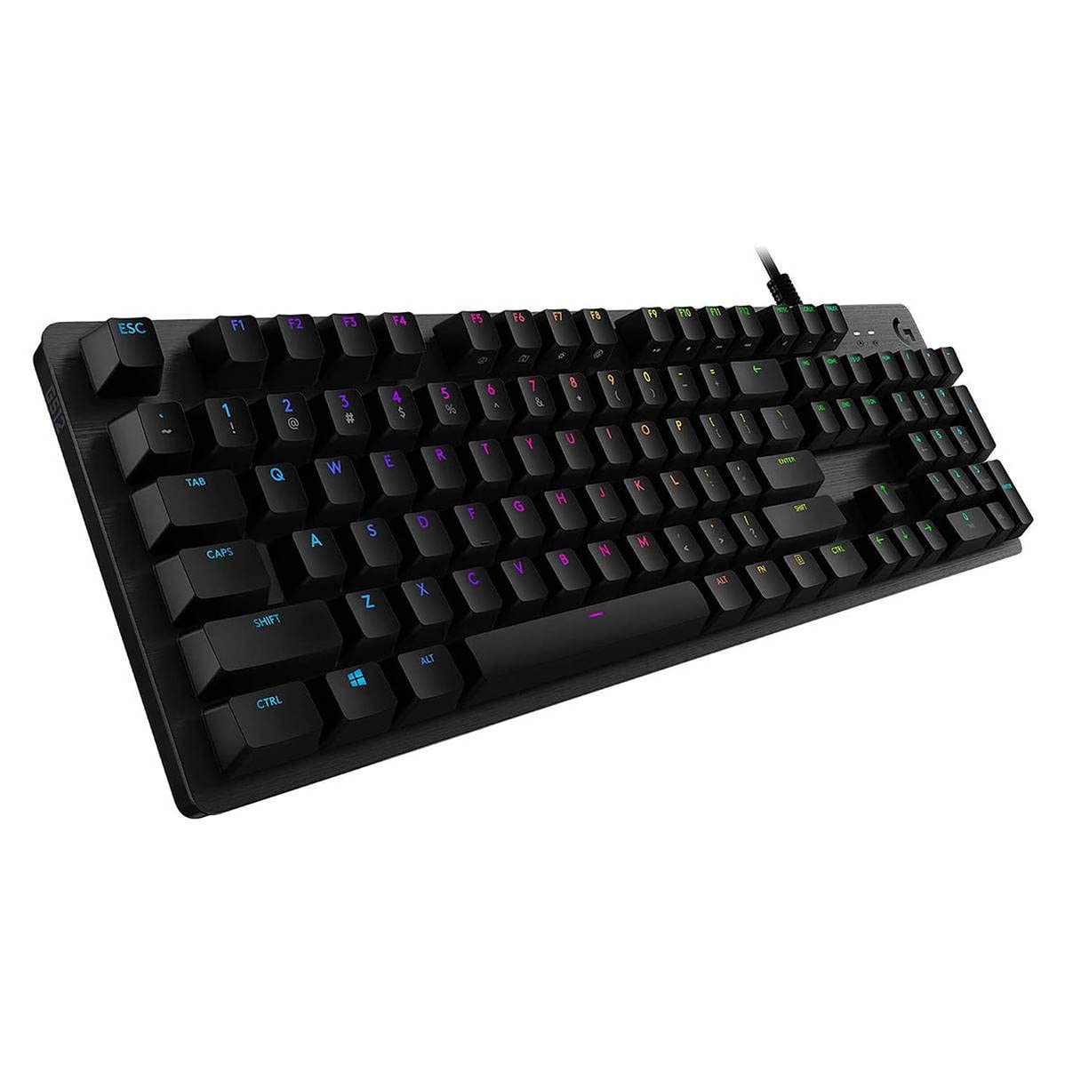 Logitech G512 Mechaniczna klawiatura dla gracza, oświetlenie RGB LIGHTSYNC, przełączniki dotykowe GX Brown, stop aluminium 5052, pełne klawisze funkcyjne, przekaźnik USB, francuski AZERTY - czarny