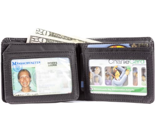 Big Skinny Men's Leather L-Shape Wallet Black2