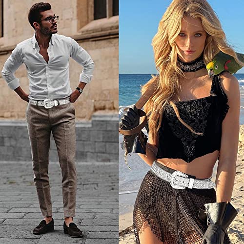 UnFader Womens Men Rhinestone Western Belts Bling Cowgirl Designer Diamond Studded Belts for Jeans4