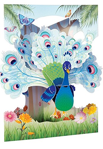 Santoro Interactive 3D Swing Greeting Card, Peacock