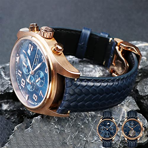 Bracelet montre cuir souple EZZON bleu pour remplacer un bracelet rigide