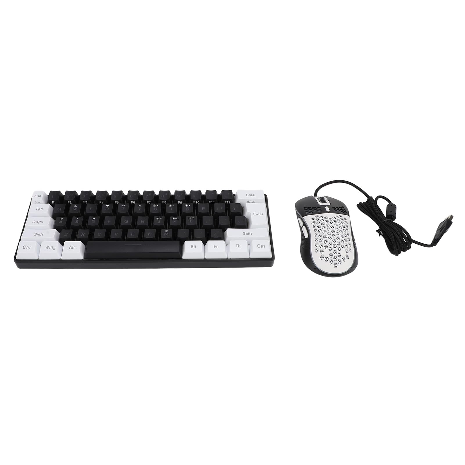 Combinazione Tastiera e Mouse da Gioco Al 60%, Set Tastiera e Mouse Retroilluminati RGB, Mini Tastiera Meccanica a 61 Tasti, Mouse Ottici Ergonomici, Set da Gioco Cablato per PC