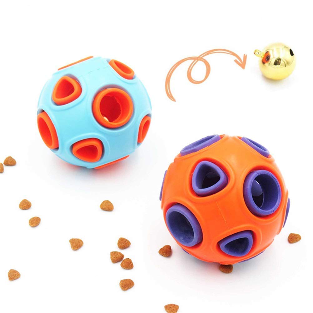MU Gile Bounce Food Dispenser Palla per Cani Chew Masticare in Gomma Cassaforte Cassaforte Pet Interactive Pet Toys Bell Giochi Denti Pulizia,Arancia