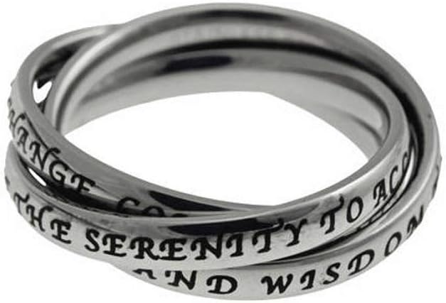 Stainless Steel Triple Band "Serenity Prayer" Ring