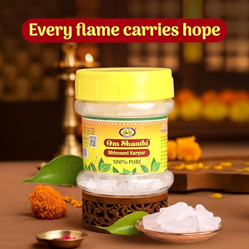 Image of Cycle Pure Om Shanthi Karpure Bhimseni Camphor - Original (50g) | Bhimseni Kapoor for a Divine Puja Experience | Compatible with Camphor Electric Diffusers | Long-Lasting Fragrance