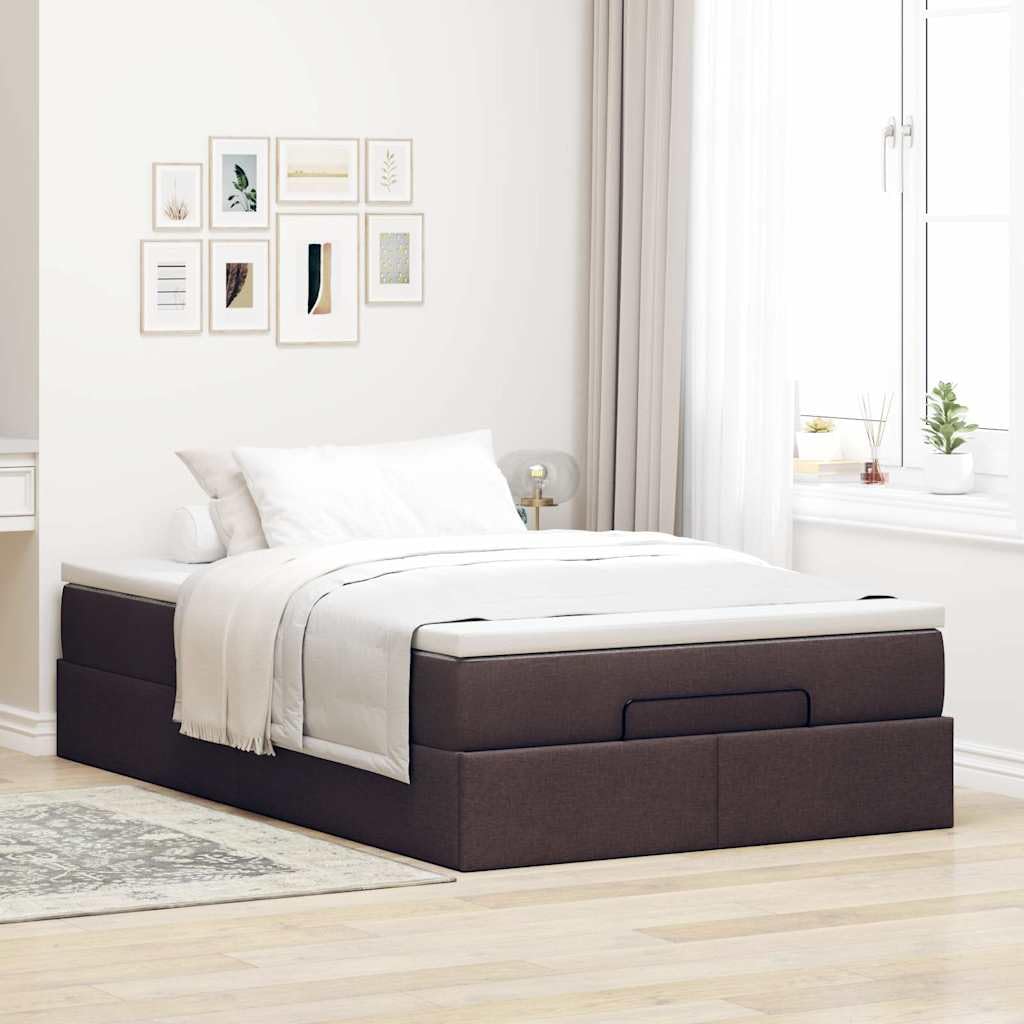 Letto a pouf marrone scuro, 120 x 200 cm, con molle insacchettate, materasso idraulico, comfort per camera dei ragazzi, camera degli ospiti