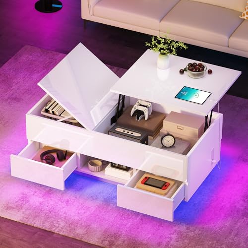 YITAHOME LED Lift Top Coffee Tables for Living Room with