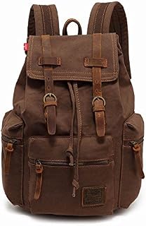 High Capacity Canvas Vintage Backpack - for School Hiking Travel 12-17" Laptop Backapcks for Men Casual Daypacks