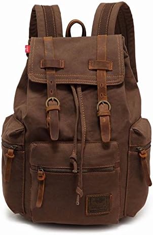 AUGUR High Capacity Canvas Vintage Backpack - for School Hiking Travel 12-17" Laptop