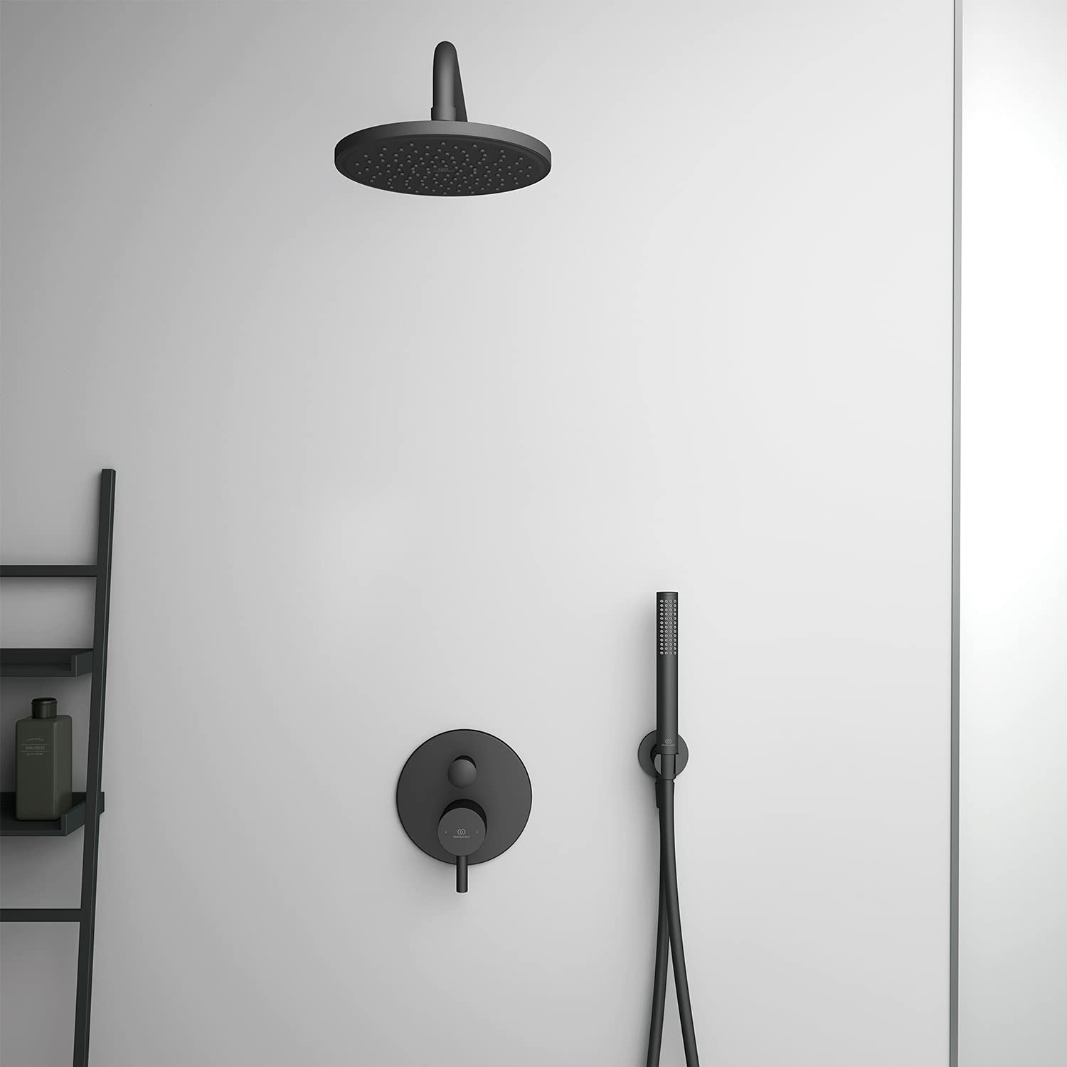 Ideal Standard - Supporto a parete fisso erogante per doccetta, Nero Seta