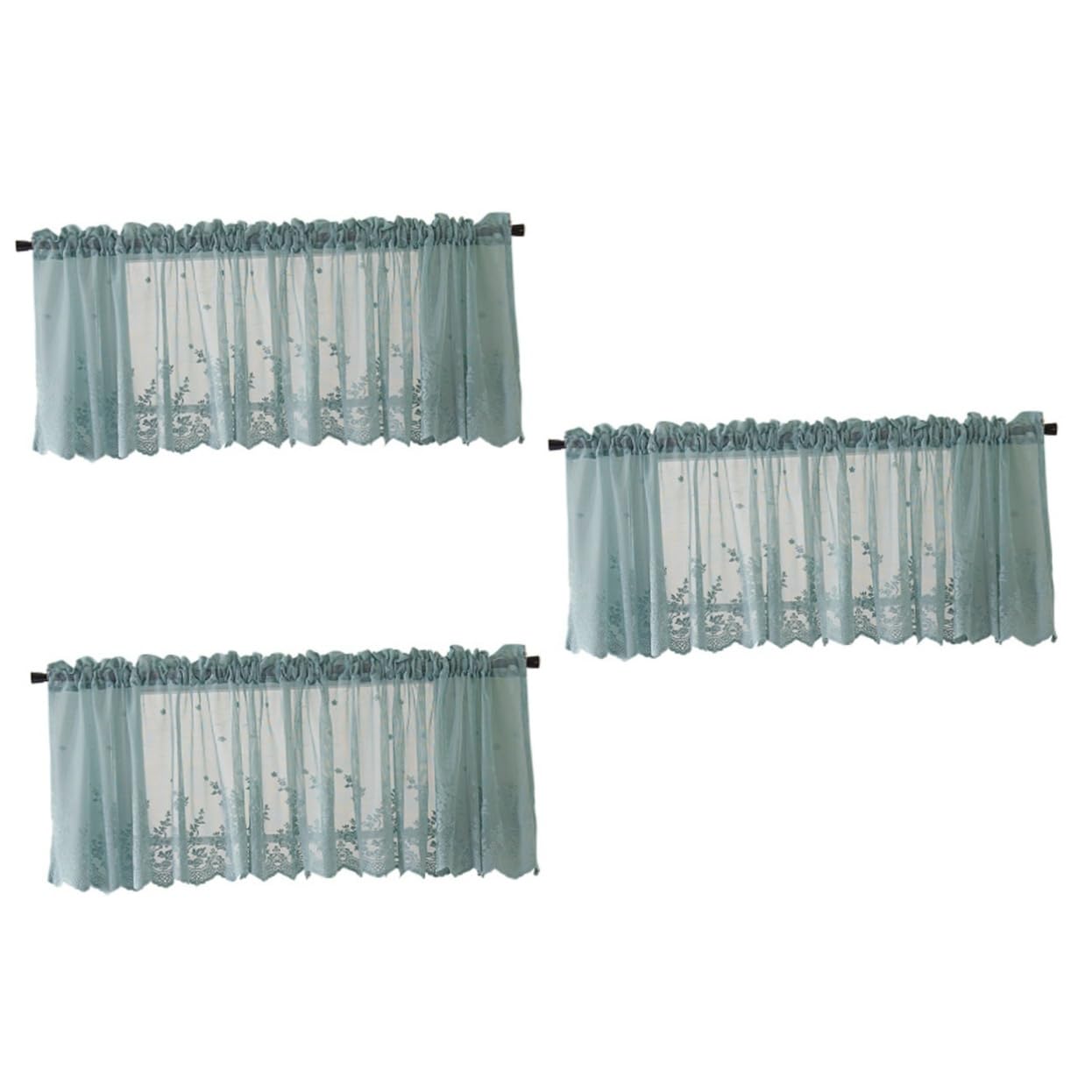 Cortinas cortas transpirables de encaje que filtran el sol con elegancia