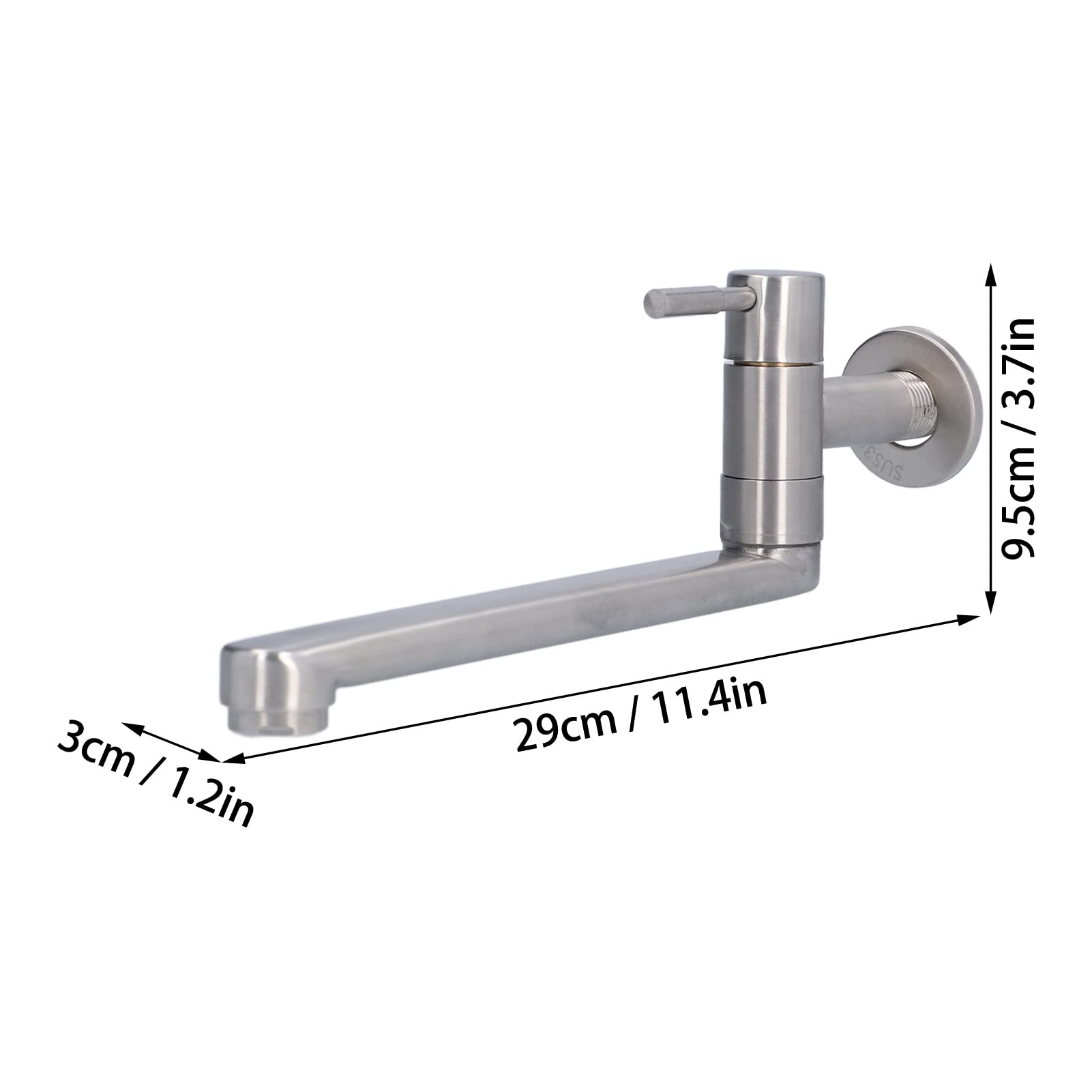 Grifo de Baño y Cocina de Pared G1/2 - Acero Inoxidable, Montado en la Pared, 360° Caño Giratorio Alargado para Lavabos, Fregaderos, Piscinas y Balcón