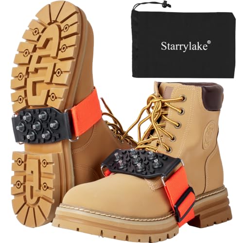 Starrylake Mid Sole Ice Cleats Anti Slip Snow Traction Crampons, Orange L,1