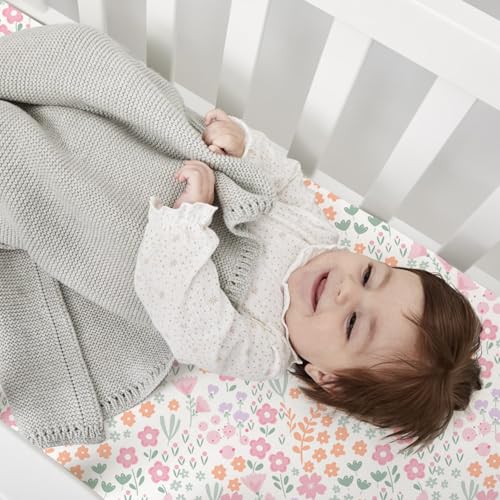 Image of Little Grape Land 4PK Crib Sheets for Girls,Soft Microfiber Mattress Cover | Standard Size 28x52'' Crib Mattress, Super Soft & Breathable,Perfect Fit,Charming Design,Floral /Blossom /Dots /Blush Pink