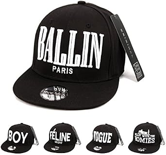 Embroidered Logo Flat Bill Black Snapback Cap
