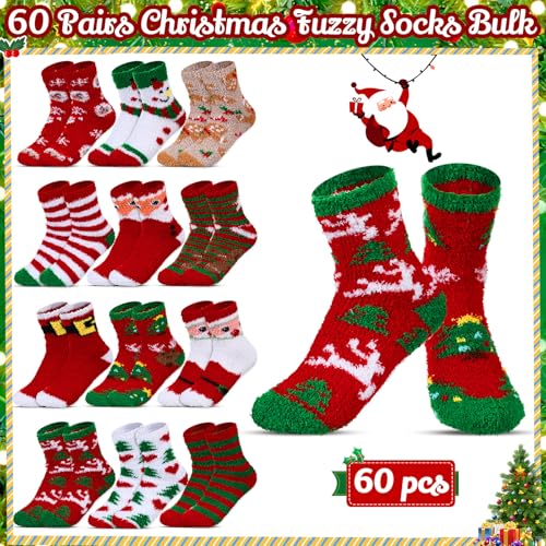 60 Pairs Christmas Box Cookie Socks Christmas Fuzzy Socks with Cookie Boxes for Women Holiday Gifts Bulk3