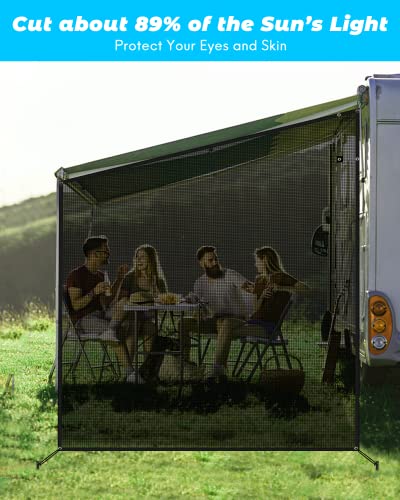 Xenjum Rv Awning Shade Screen, 9'X7' Privacy Side Rv Sun Shade Screen, Mesh Drop Sunlight Blocker Camper Trailer Shade Screen For Awnings - Black #TOP3