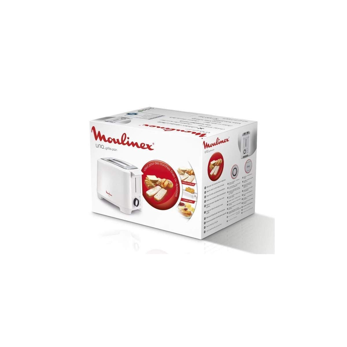 Moulinex LT140111 Toster 2 gniazda białe 800W (przyciski, obrotowe)
