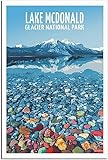 Glacier National Park Lake Mcdonald Vintage Reise Poster 