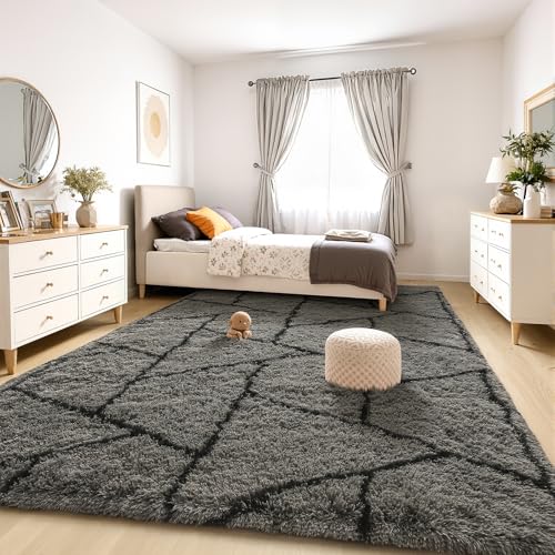 Grand tapis de chambre à coucher moderne pour une déco pelucheuse