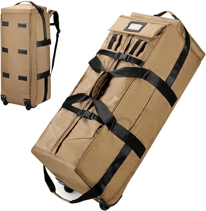 Large Duffel Backpack with Wheels Foldable Rolling Bag for Men Expandable Luggage Suitcase Sports Carry On Garment Bags for Travel Weekender