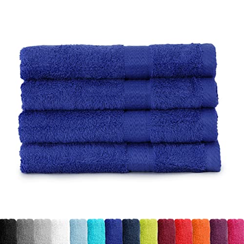 BaSaTex - Handtuch Set für Haushalt & Gäste 4er Pack - Frottee-Handtücher mit Aufhängeschlaufe aus weicher Baumwolle in 50x100cm- Waschtücher für Bad Öko-Tex Made in Green - Royal