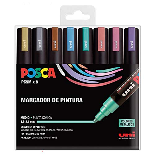 UNI Posca Set PC 5M Metal - Pack 8 rotuladores