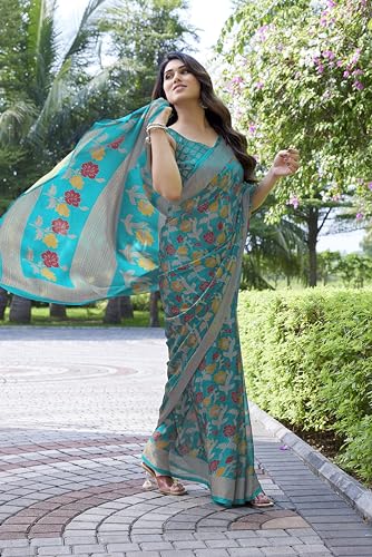 Image of MIRCHI FASHION Saree for Woman Chiffon Floral Printed | Lightweight Daily Wear Women's Sari with Unstitched Blouse Piece (Available in 20 Colors)