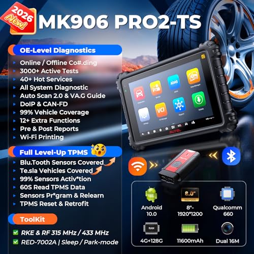 Autel Scanner MK906 PRO2-TS with V2.0 Full TPMS & ECU Coding, Bi-Directional Diagnostic Scan Tool, Upgrade of MS906 PRO-TS MK906 PRO-TS MP900TS MS906 MAX, 40+ Resets, 3000+ Active Tests, CAN FD & DoIP - Image 3