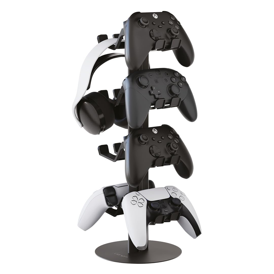Venom Universal Headset & Controller Stand | 4-Tier Adjustable Metal Organiser for Controllers or Headsets | Gaming Storage Rack for PlayStation, Xbox, Nintendo Switch