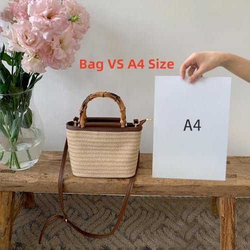 Eiyye Straw Purse Small Bamboo Handle Purse Hobo Purses Crossbody Bag Shoulder Bag for Women with Adjustable Strap3