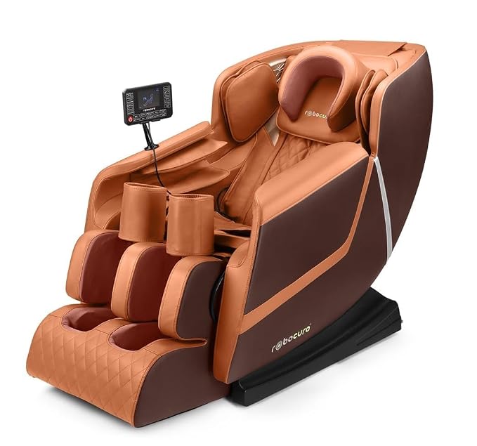 Robocura Full Body Massage Chair,Foot Massager Machine, Brown