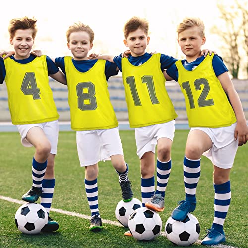 24 Pcs Pennies For Sports Mesh Football Practice Jersey For Kids Youth Teen Adult Reversible Numbered Football Soccer Jersey #TOP5