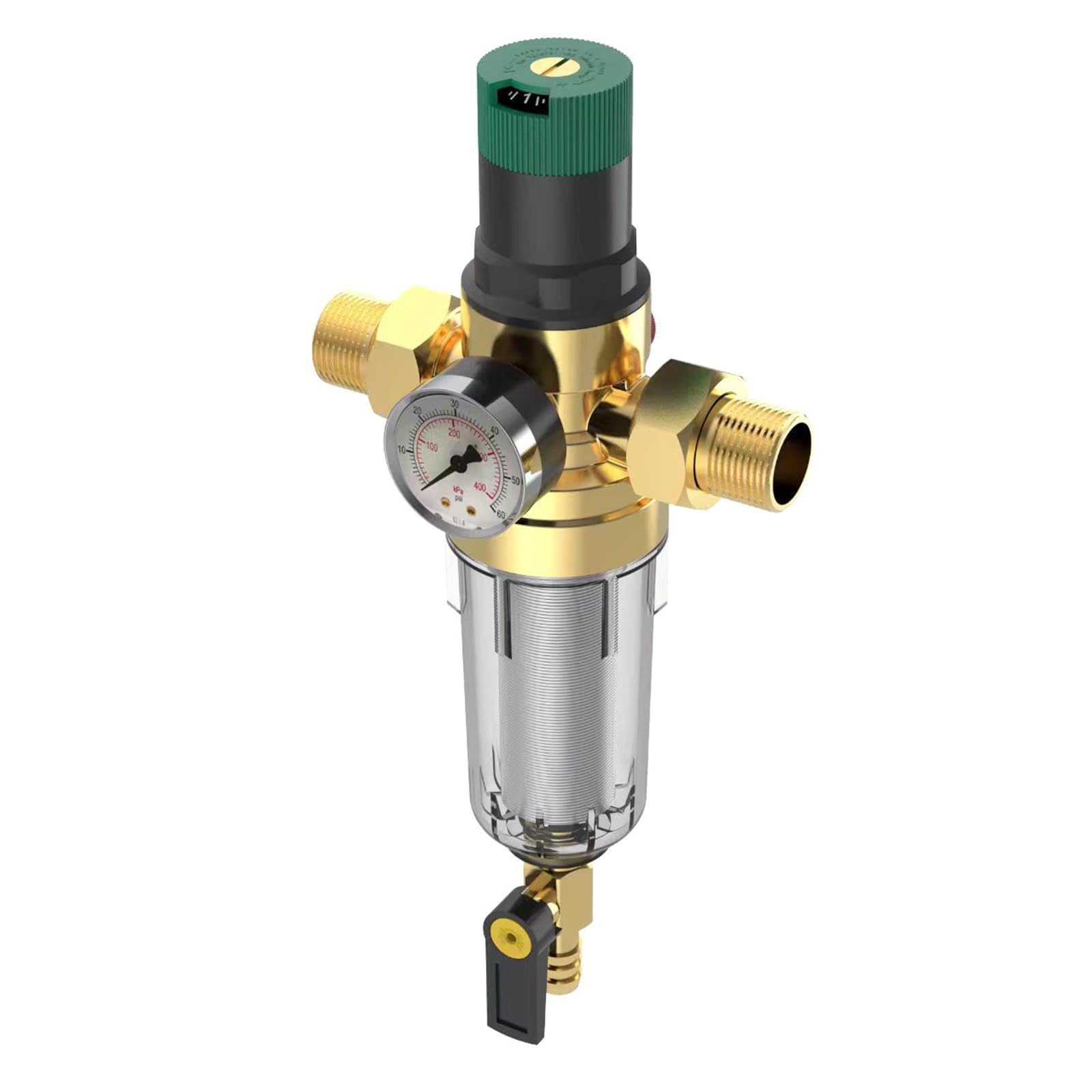 Zbiianxer Dn20 Water Pressure Reducer Dn15 / Reducing Valves Prefilter Regulator With Integrated Filter Gauge Adjustable
