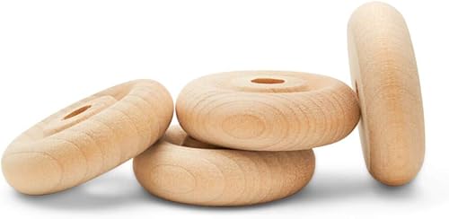 Miniatura 42 de Mini ruedas de madera clásicas, ideales para manualidades, 3/4 pulgadas de diámetro, 3/16 pulgadas de grosor, agujero de 3/16 pulgadas, paquete