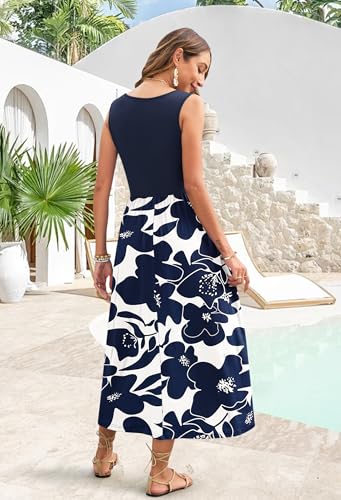 Image of WNEEDU Women's Summer Maxi Dress Casual Sleeveless Sundress