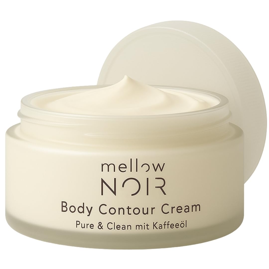 mellow NOIR Body Contour Cream 200 ml – przeciwko cellulitowi i zwiotczałej skórze – zapewnia mocne kontury brzucha, nóg i ramion – szybko się wchłania bez natłuszczania – naturalny kosmetyk