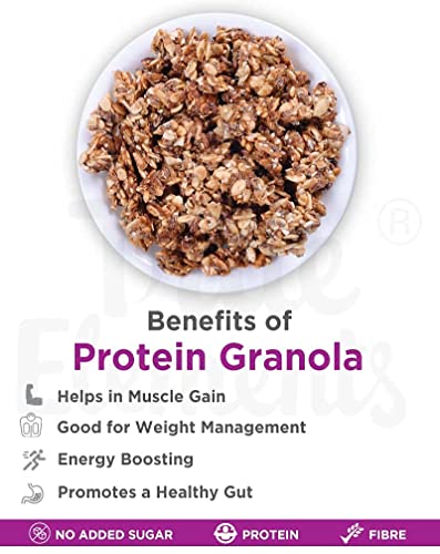 Image of True Elements Crunchy Protein Granola 450g - with 73% Seeds & Nuts, Certified Gluten Free | Granola for Breakfast | No Added Sugar