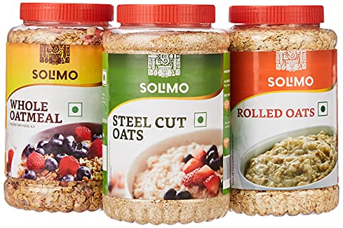 Image of Amazon Brand - Solimo Whole Oatmeal 1 Kg | High in Protein & Fibre | Breakfast Oats