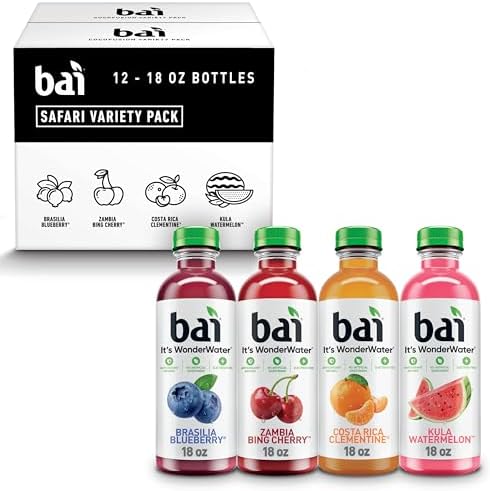 Bai Flavors Variety Pack, Antioxidant Infused Water Beverage, with Vitamin C and No Artificial Sweeteners, 18 fl oz bottles, 12 pack