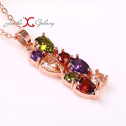 18K Rose Plated CZ Pendant & Ring Set For Women