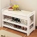 Micaza 2-stopniowy regał na buty z poduszką do siedzenia, organizer na buty, szafka na buty, szafka na buty, drzwi wejściowe, łazienka, wejście do sypialni, kolor biały, 71 cm (28 cali)
